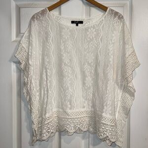 Earl Jeans White Embellished Blouse Relaxed Fit. Size PXL. EUC